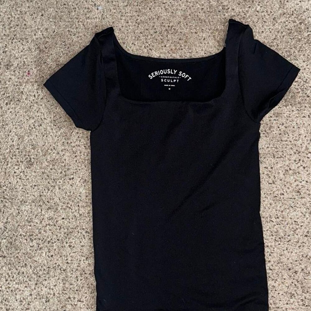 Aerie Women's Black square neck shirt